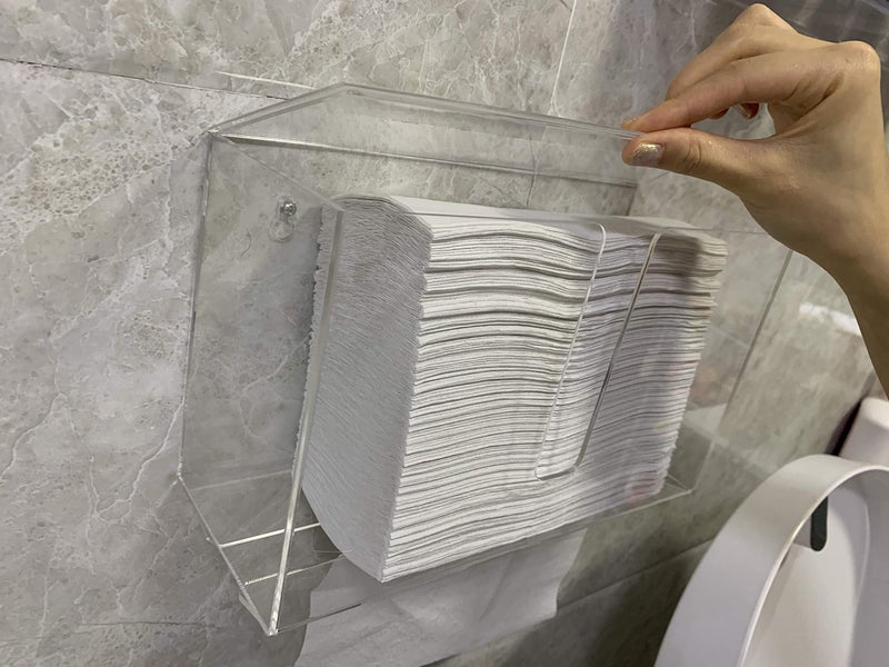 Cq acrylic Wall Mount Paper Towel Dispenser with Lid Clear Folded Paper Towel Holder for Bathroom Toilet and Kitchen Suitable for Z-fold  C-fold or Multi-Fold Paper Towels Pack of 1 - Image 4